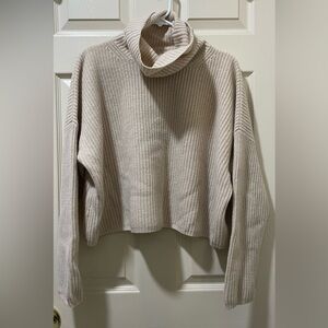 Madewell Cream Cashmere Ribbed Turtleneck Sweater
